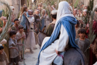 Peristiwa Tuhan Yesus memasuki Kota Yerusalem dan disambut sorak-sorai penduduk Kota Suci. Foto ilustrasi