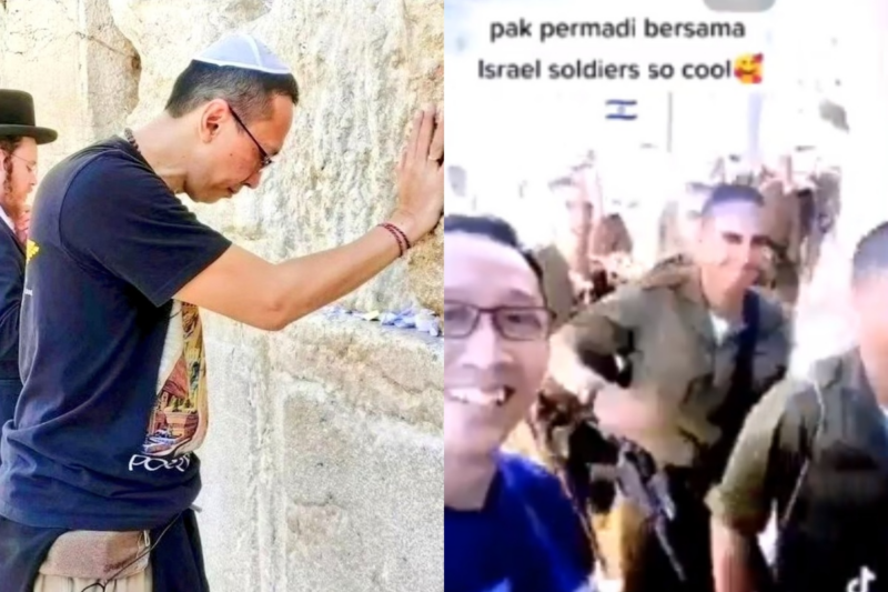 Abu Janda berdoa di depan Tembok Ratapan dan dituding sebagai buzzer Israel. (Tajukflores.com)