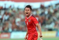 Ekspresi Komang Teguh Trisnanda seusai mencetak gol dalam pertandingan semifinal sepak bola SEA Games 2023 antara Timnas U22 Indonesia Vs Vietnam. (Sumber: PSSI)