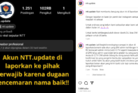 Tangkap layar akun Instagram @ntt.update dilaporkan ke polisi atas dugaan pencemaran nama baik (Tajukflores.com)