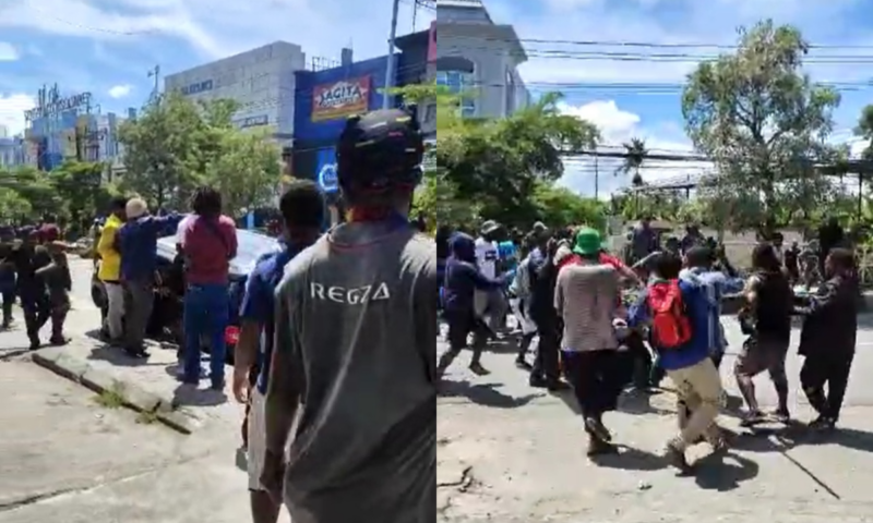 Tangkap layar massa pengantar jenazah mantan Gubernur Papua Lukas Enembe menyerang Kapolda Papua Irjen Mathius (Tajukflores.com)