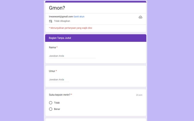 Link Tes Ujian Seberapa Gamon Lo di Google Form Viral di TikTok