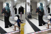 Tangkap layar wanita asal Malaysia yang membawa dua anaknya ke sebuah masjid usai diusir suaminya yang menikah lagi (Istimewa)