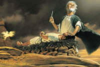 Ilustrasi Abraham mengurbankan Ishak di Bukit Moria. 