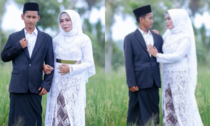 Tangkap layar pernikahan viral di Lombok, NTB dimana seorang remaja menikahi ibu teman bermainnya. (Tajukflores.com)