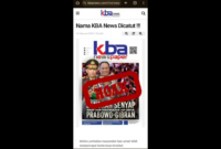 Tangkapan layar- Buletin digital KBA News menampilkan sampul depan berita hoaks terkait netralitas Kapolri di Pemilu 2024, Selasa (13/2/2024). Foto: Istimewa