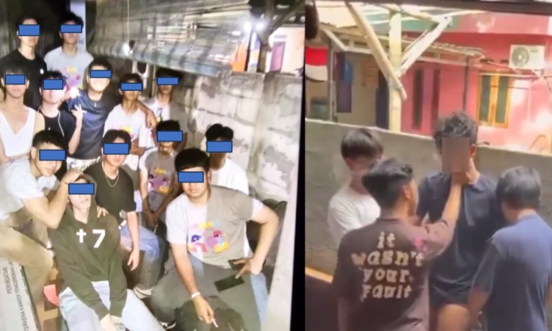 Netizen ramai-ramai membagikan video dan foto yang diduga menunjukkan anggota 'Geng Tai', sebuah kelompok pertemanan di Binus School, yang diduga terlibat dalam pengeroyokan terhadap seorang korban. Kolase foto: Tajukflores.com/Twitter