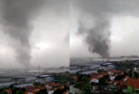 Menurut pakar klimatologi di Badan Riset dan Inovasi Nasional (BRIN), Erma Yulihastin, angin puting beliung yang merusak banyak bangunan di Rancaekek, Bandung merupakan badai tornado. Foto tangkap layar (Tajukflores.com)