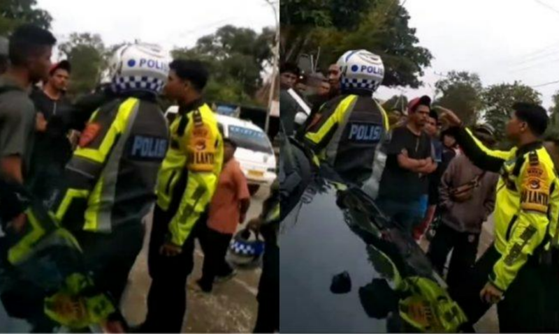 Tangkap layar video viral anggota TNI dan Satlantas Polres Soe, Kabupaten TTS nyaris bentrok. Foto: Tajukflores.com/Instagram @infanteri_indonesia)