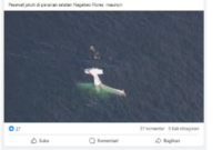 Tangkapan layar unggahan hoaks yang menyatakan ada pesawat jatuh di perairan Nagekeo, NTT (Facebook)