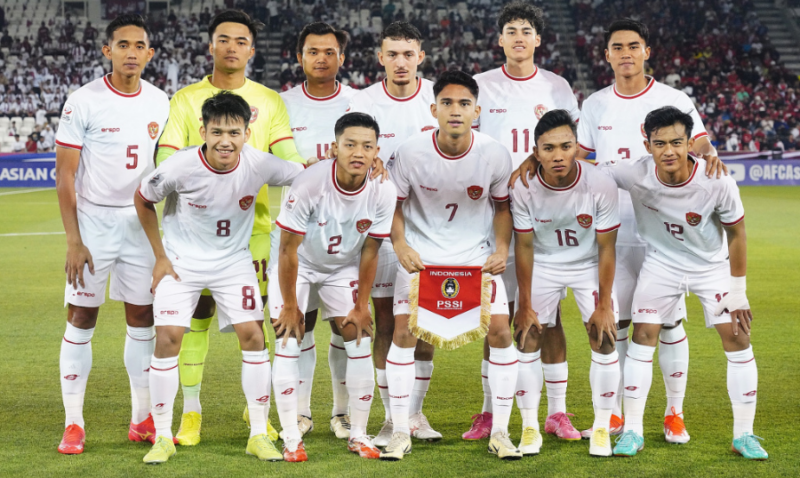 Skuad Timnas Indonesia U-23 saat laga kontra Qatar di AFC 2024. Foto: PSSI