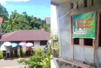 Sekelompok warga menyampaikan sikap terkait pembangunan mushola di kampung Belengang di Kecamatan Manganitu, Kepulauan Sangihe. Foto: Twitter/Tajukflores.com