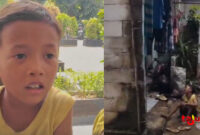 Tangkap layar video viral di media sosial menunjukkan seorang anak menangis dan berteriak kelaparan kepada ibunya di Kabupaten Bogor. (Tajukflores.com/X).