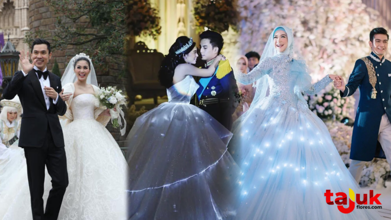 Pernikahan mewah bak cinderella yang digelar selebriti Indonesia. Foto kolase (Tajukflores.com/Instagram)